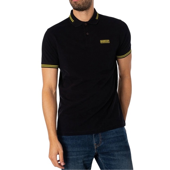Barbour International Men's Essential Tipped Polo Shirt Black Size M - Picture 2 of 11